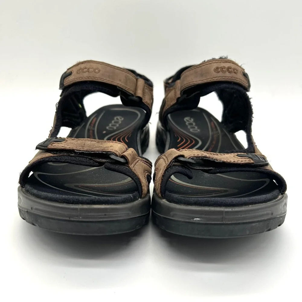 ECCO Yucatan Sport Sandals Mens 45 Brown Leather Hiking Walking Receptor Strappy
